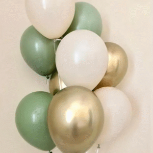10 Adet 12 Inç Krom Gold Küf Yeşili Ve Beyaz Karışık Balon