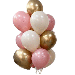 10 Adet 12 Inç Krom Gold Pembe Ve Beyaz Karışık Balon